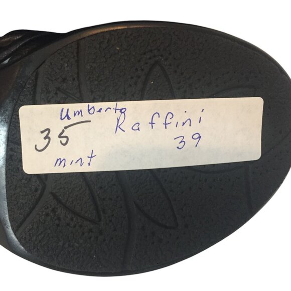 Umberto Raffini Platform Sandal Black Leather Slide Slip-On Flower Womens 8.5-9 - Picture 10 of 10